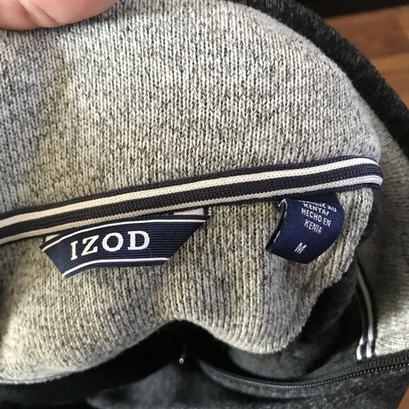 Izod Mens Charcoal Gray Half-Zip Pullover Sweater Medium Sweatshirt - Picture 5 of 6